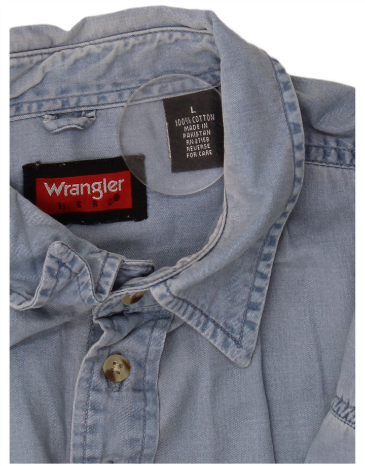 Ανδρικό κοντομάνικο πουκάμισο Wrangler μεγάλο μπλε βαμβακερό