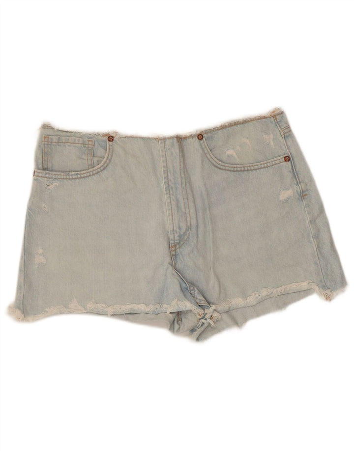 ZARA Womens Distressed High Waist Denim Shorts EU 40 Medium W30 Blue
