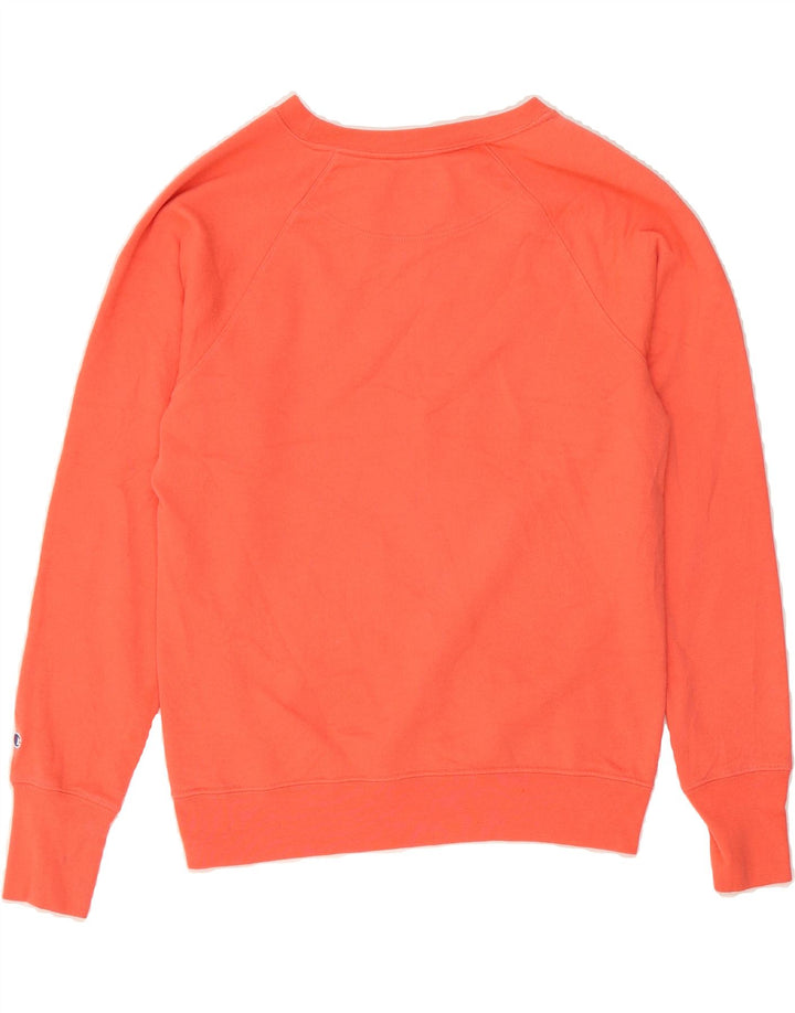 CHAMPION Womens Graphic Sweatshirt Jumper UK 14 Medium Orange Polyester Vintage Champion and Second-Hand Champion from Messina Hembry 