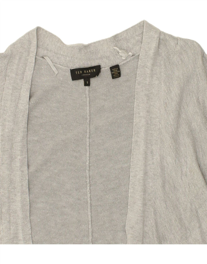 TED BAKER Womens Oversized 3/4 Sleeve Cardigan Sweater Size 1 XS Grey Vintage Ted Baker and Second-Hand Ted Baker from Messina Hembry 