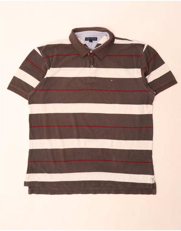 Tommy Hilfiger Ανδρικό Πόλο Μπλουζάκι 2XL Γκρι Ριγέ