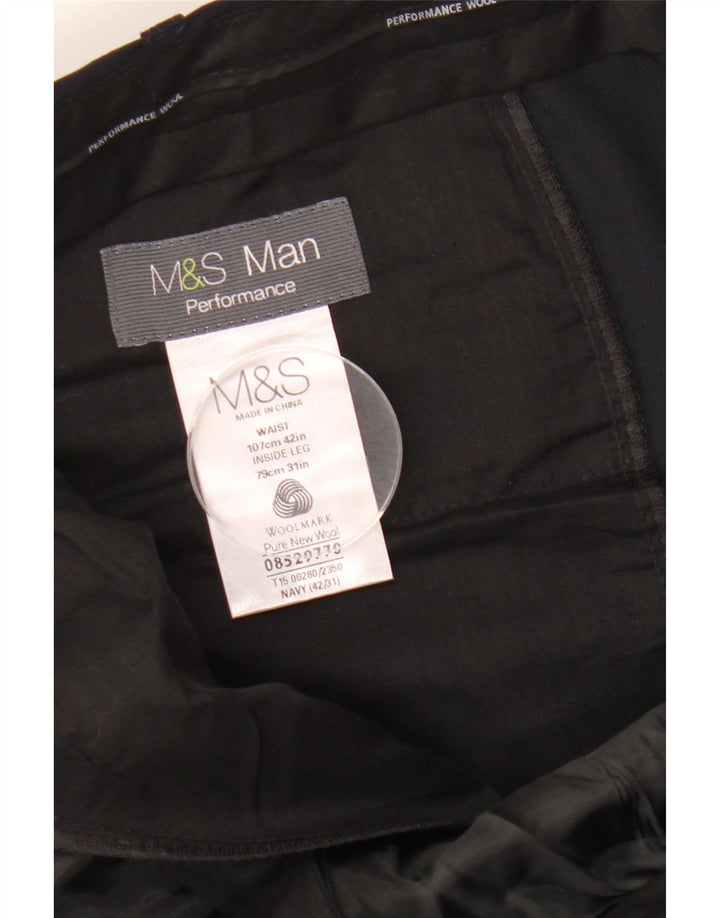 MARKS & SPENCER Ανδρικό ίσιο παντελόνι Performance W42 L31 Navy Blue