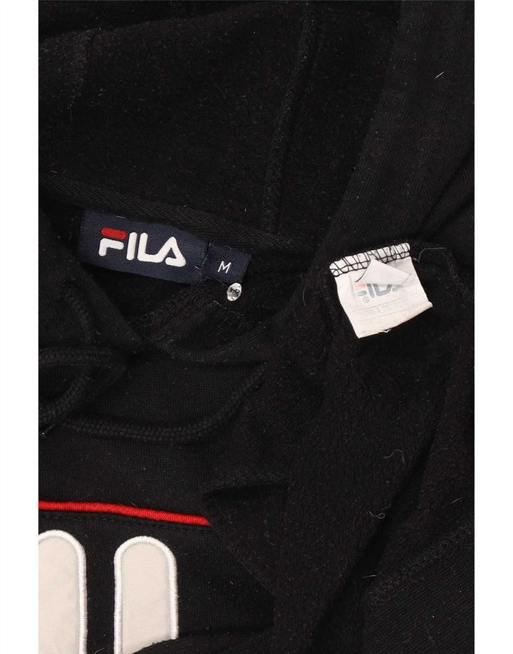 Ανδρικό γραφικό κουκούλα Fila, μεσαίο μαύρο ριγέ πολυεστέρας