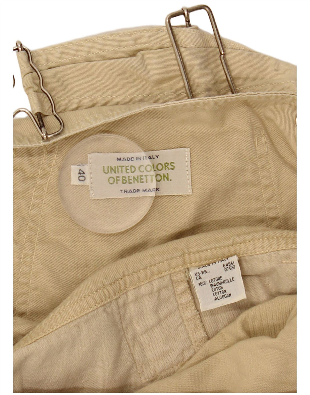 BENETTON Γυναικείο σορτς Dungarees IT 40 Small W26 Μπεζ βαμβακερό