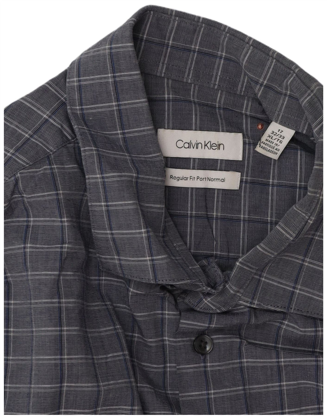 Ανδρικό πουκάμισο Calvin Klein Regular Fit Size 17 XL Grey Check Cotton