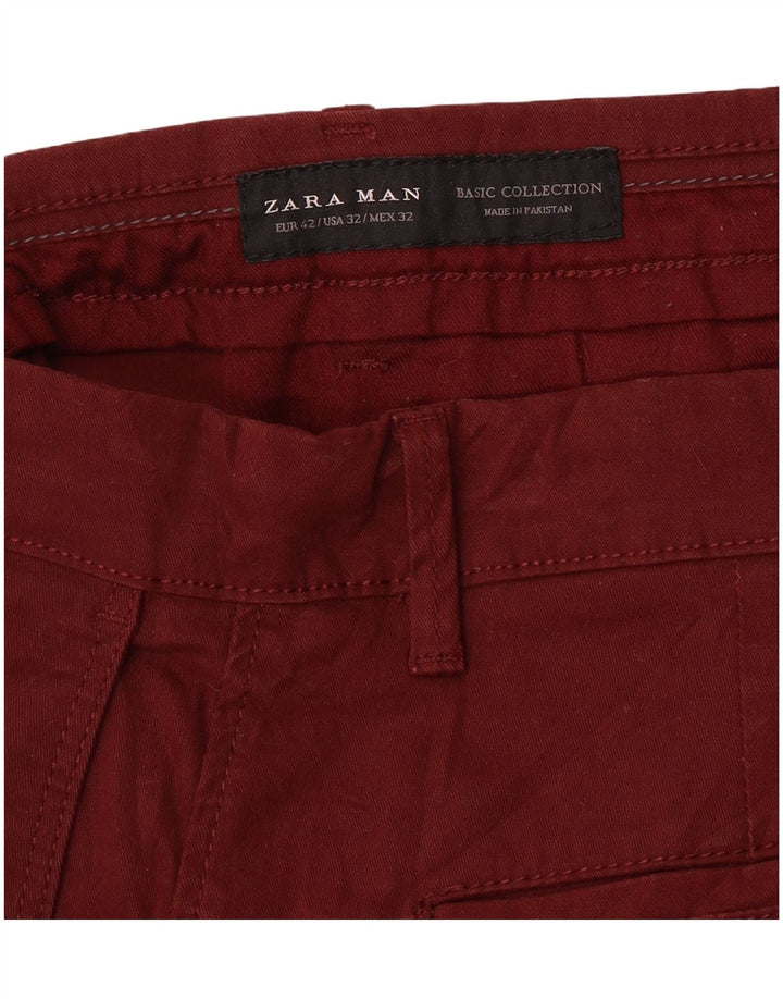 Ανδρικό παντελόνι Chino Zara Slim EU 42 Medium W32 L30 Maroon