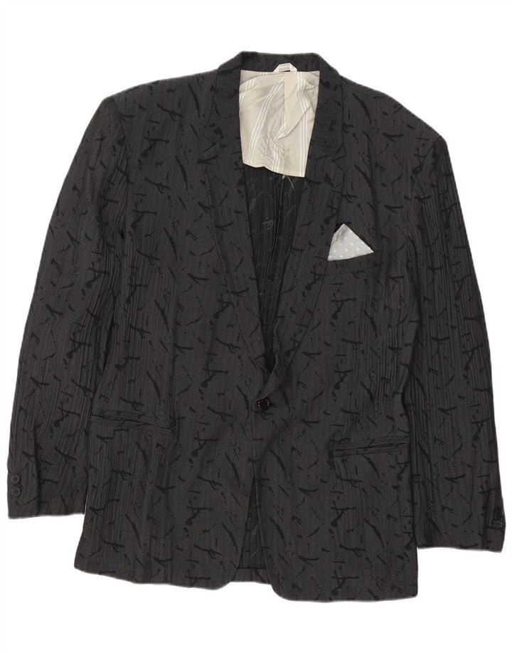 Dei Filzi Ανδρικό Abstract Pattern 1 Button Jacket IT 46 Small Grey