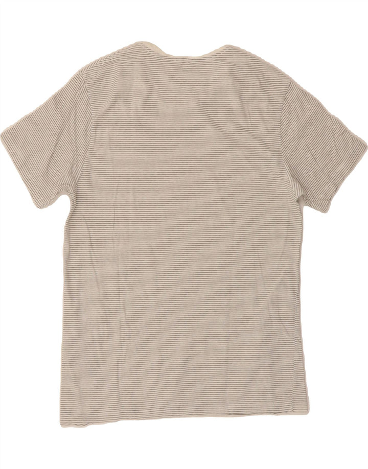 LEVI'S Womens T-Shirt Top UK 14 Medium White Pinstripe Cotton Vintage Levi's and Second-Hand Levi's from Messina Hembry 
