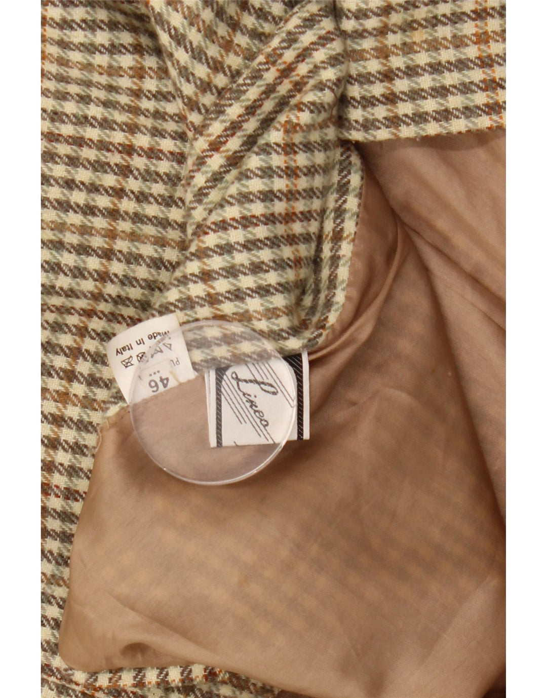 Vintage γυναικείο σακάκι με 2 κουμπιά σακάκι IT 46 μεγάλο χακί μαλλί Gingham