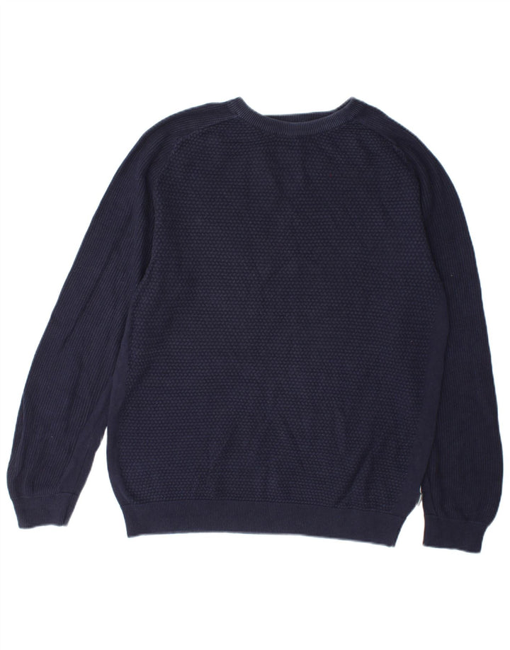 Jack & Jones Ανδρικό πουλόβερ με λαιμόκοψη μεσαίου μπλε βαμβακερό