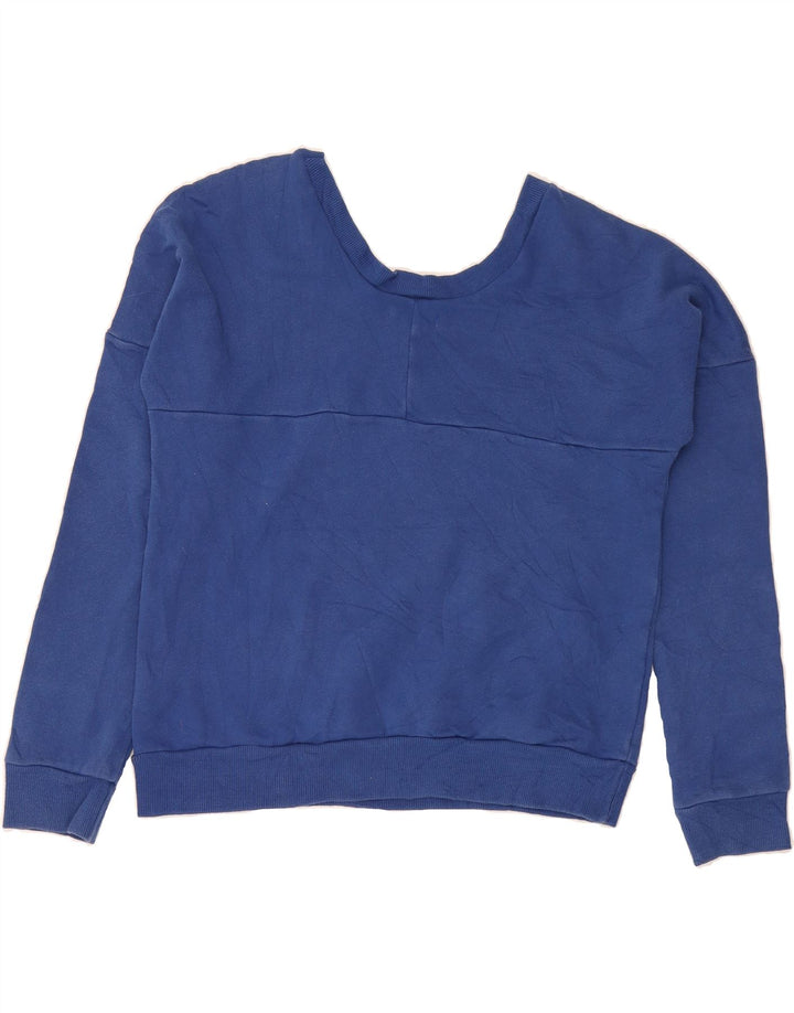 ADIDAS Womens Graphic Sweatshirt Jumper UK 12 Medium Blue Cotton Vintage Adidas and Second-Hand Adidas from Messina Hembry 