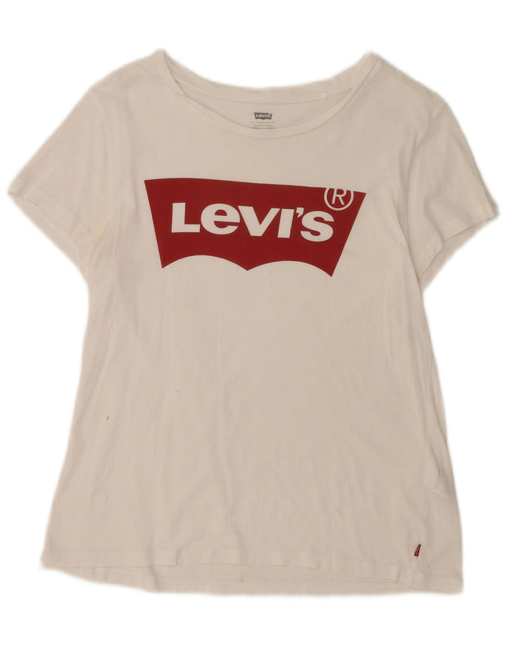 Γυναικείο γραφικό T-Shirt Levi's Top UK 12 Medium White