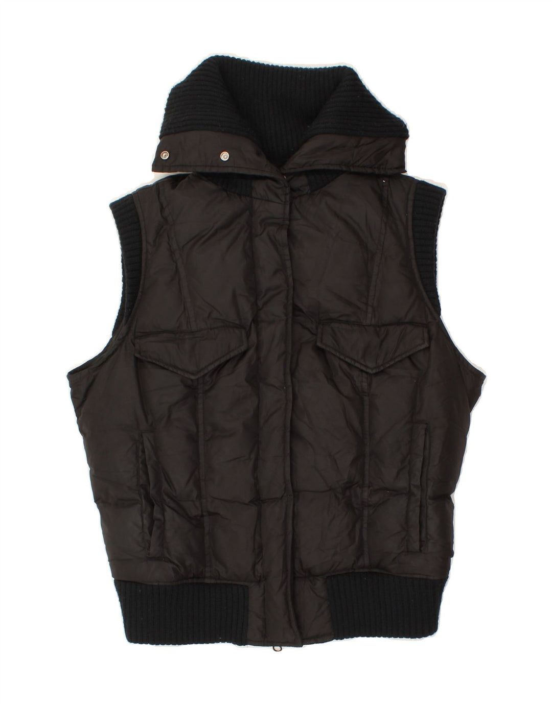 SISLEY Womens Padded Gilet UK 14 Medium Black Polyester Vintage Sisley and Second-Hand Sisley from Messina Hembry 