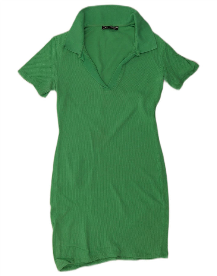 Zara Γυναικείο φόρεμα πόλο UK 8 Small Green
