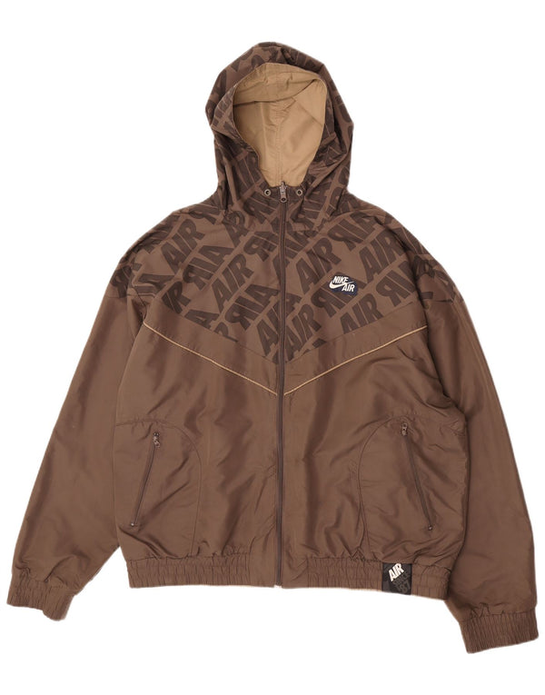 Ανδρικό γραφικό αναστρέψιμο μπουφάν Nike με κουκούλα UK 45/47 XL καφέ πολυεστέρας