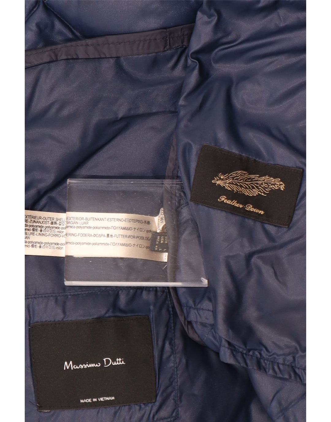 MASSIMO DUTTI Γυναικείο παλτό με κουκούλα UK 16 Large Navy Blue Polyamide