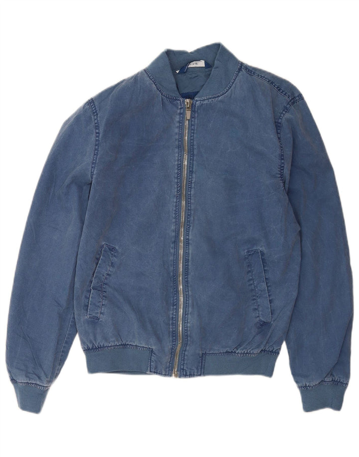 Zara Ανδρικό Bomber Jacket UK 36 Small Blue Cotton
