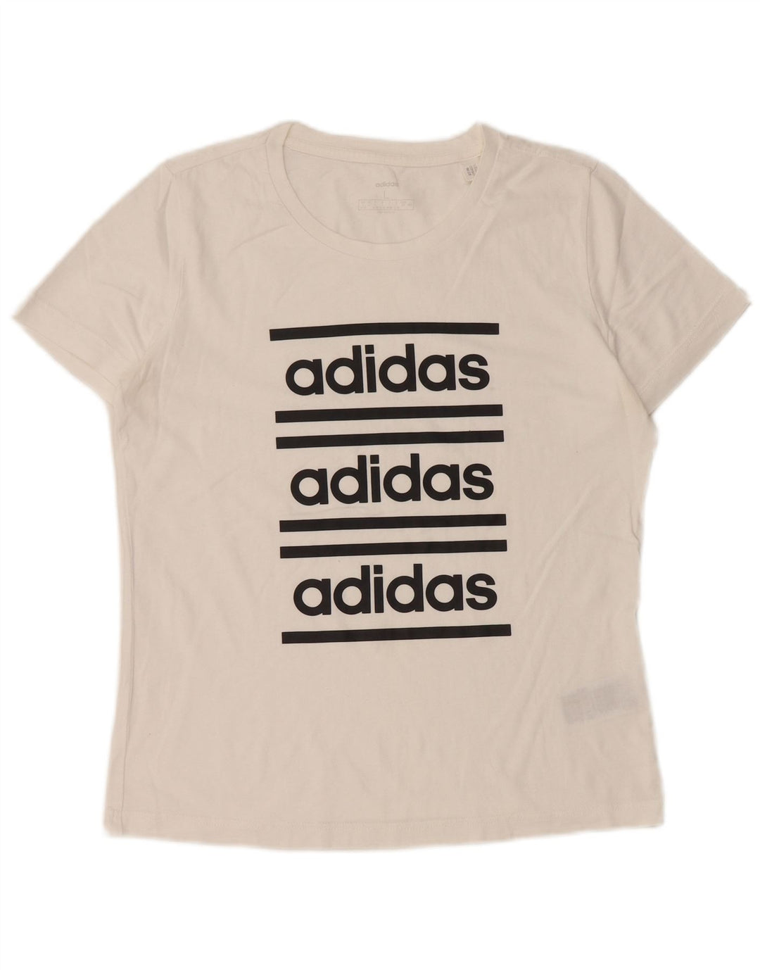 Γυναικείο γραφικό μπλουζάκι ADIDAS Top UK 16/18 μεγάλο λευκό βαμβακερό