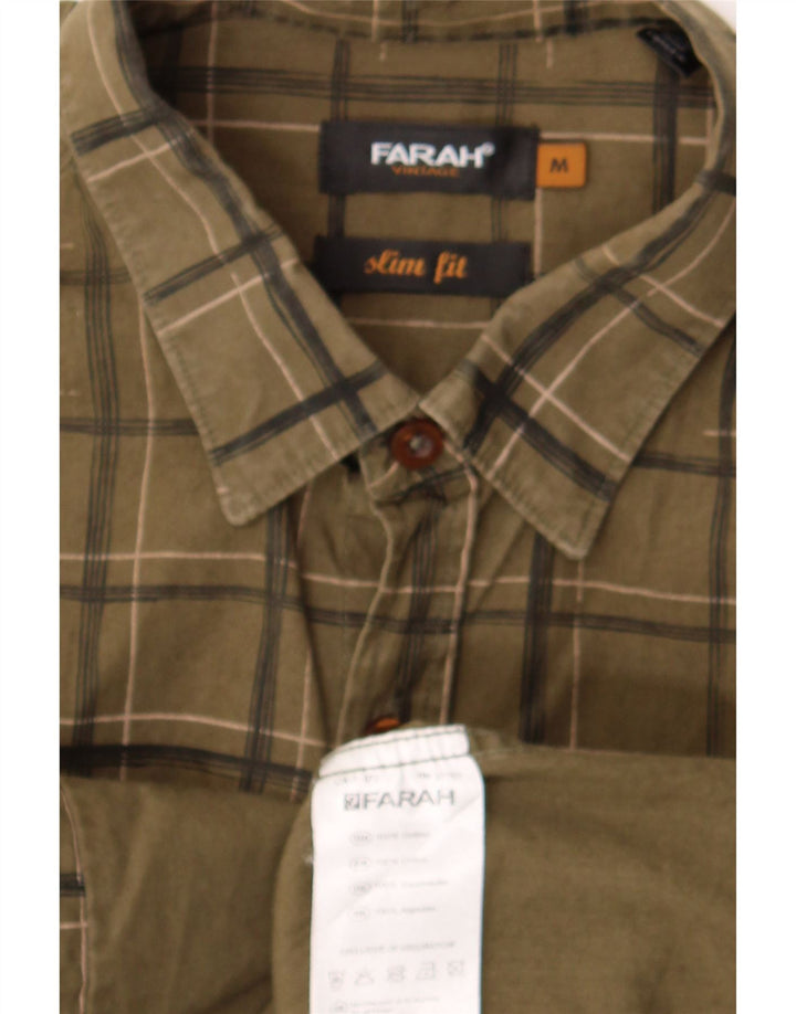 Ανδρικό φανελένιο πουκάμισο Farah, μεσαίο πράσινο βαμβακερό