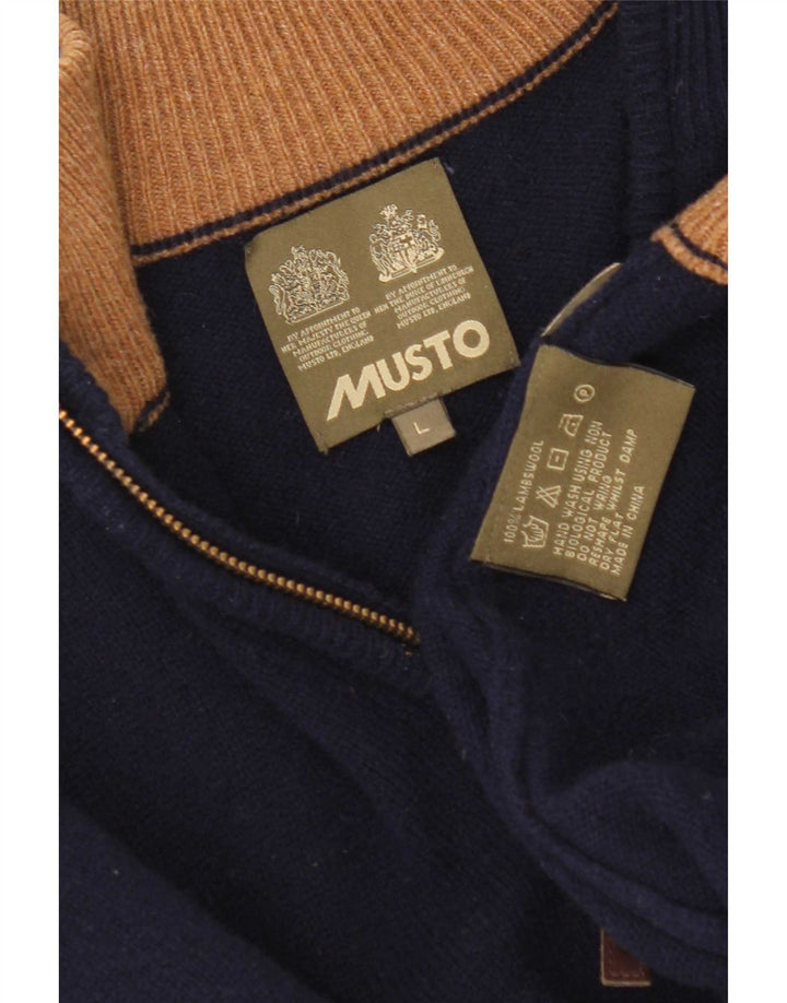 Ανδρικό πουλόβερ με φερμουάρ Musto Lambswool μεγάλο μπλε ναυτικό