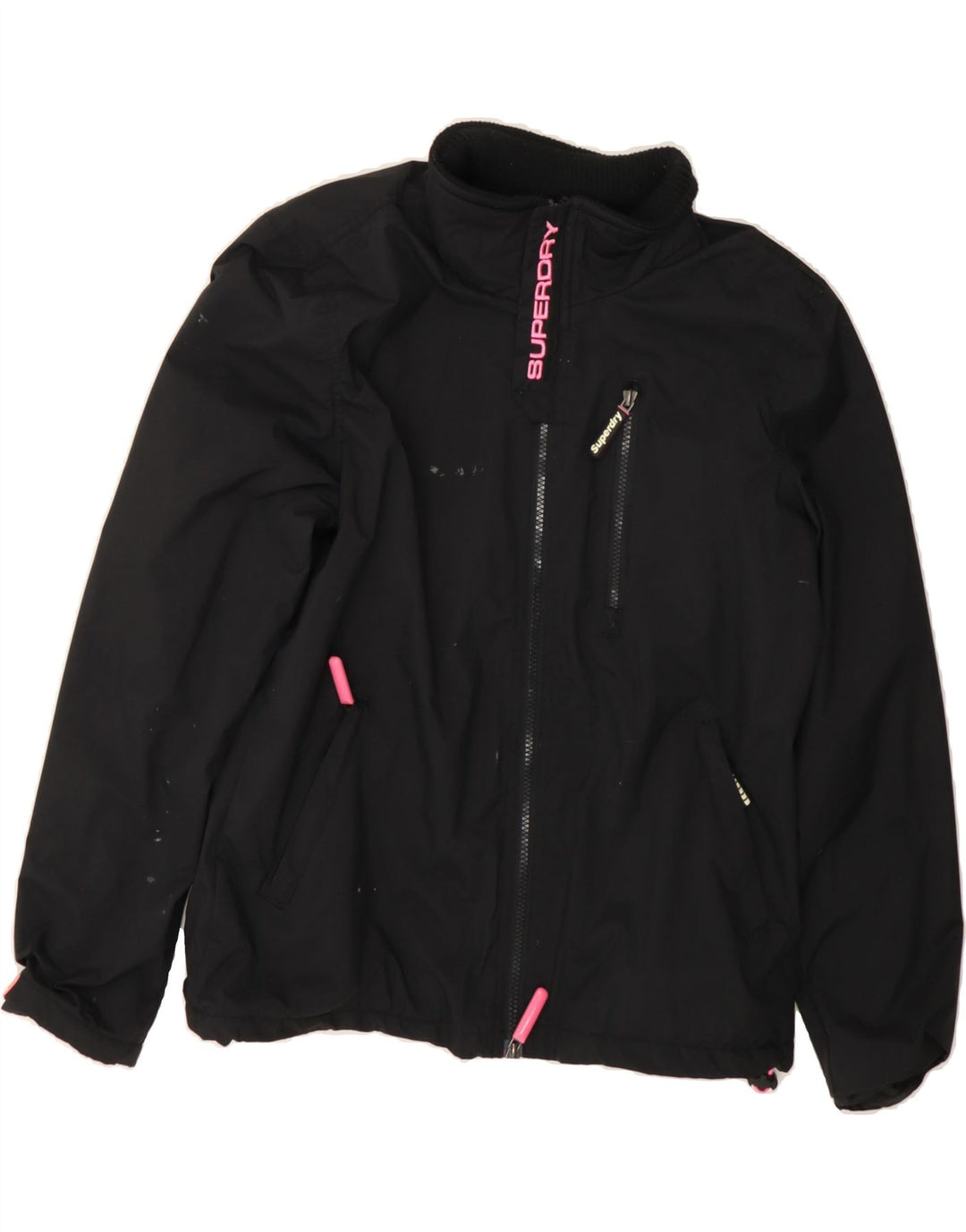 SUPERDRY Womens The Windhiker Windbreaker Jacket UK 14 Large Black Nylon Vintage Superdry and Second-Hand Superdry from Messina Hembry 