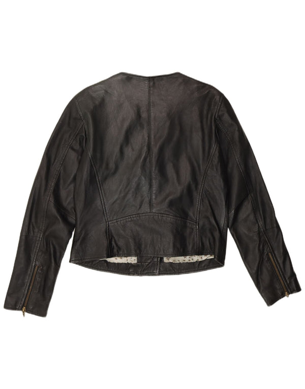 Γυναικείο δερμάτινο μπουφάν RINO & PELLE Crop Biker UK 12 Medium Black Leather