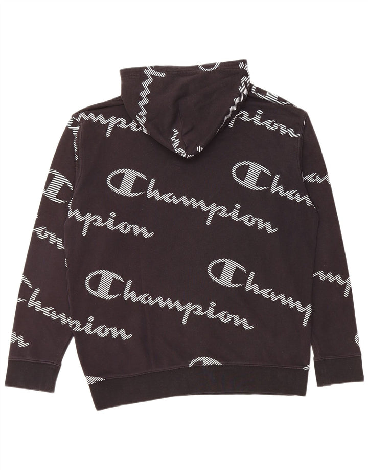 CHAMPION Mens Graphic Hoodie Jumper Medium Black