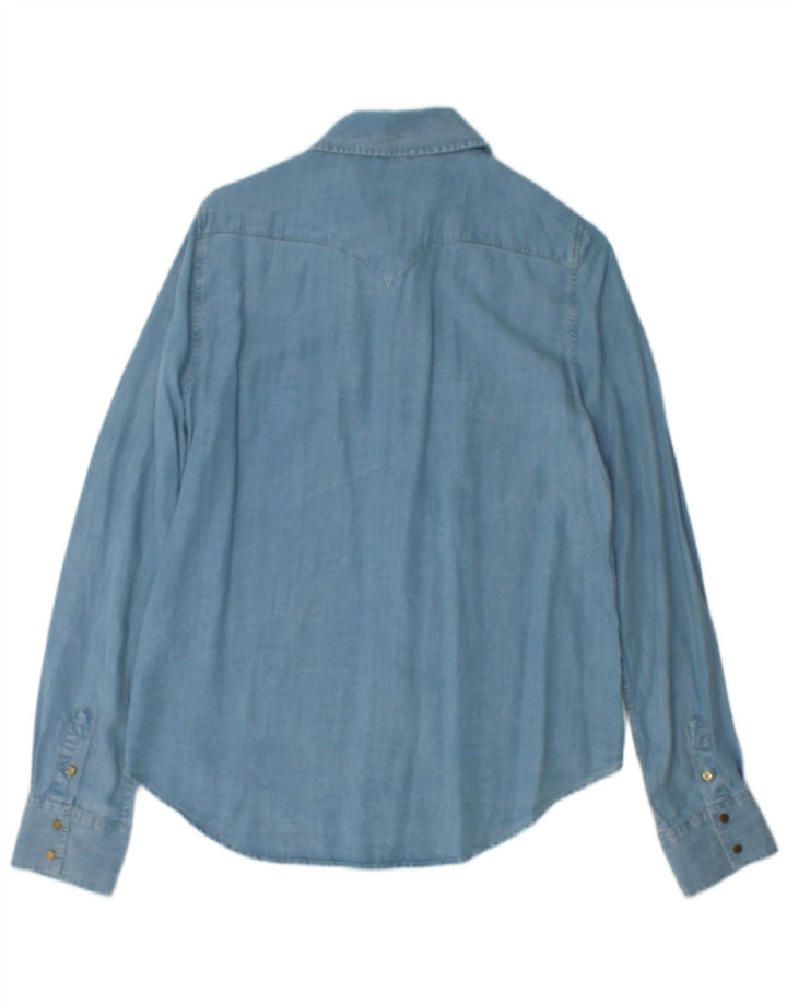 Zara Γυναικείο Τζιν Πουκάμισο UK 16 Large Blue Lyocell