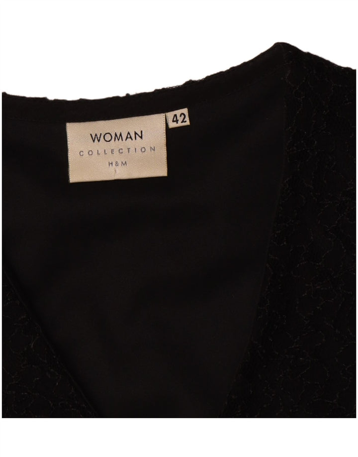 H&M Γυναικείο Πουκάμισο Μπλούζα IT 42 Medium Black Floral Nylon