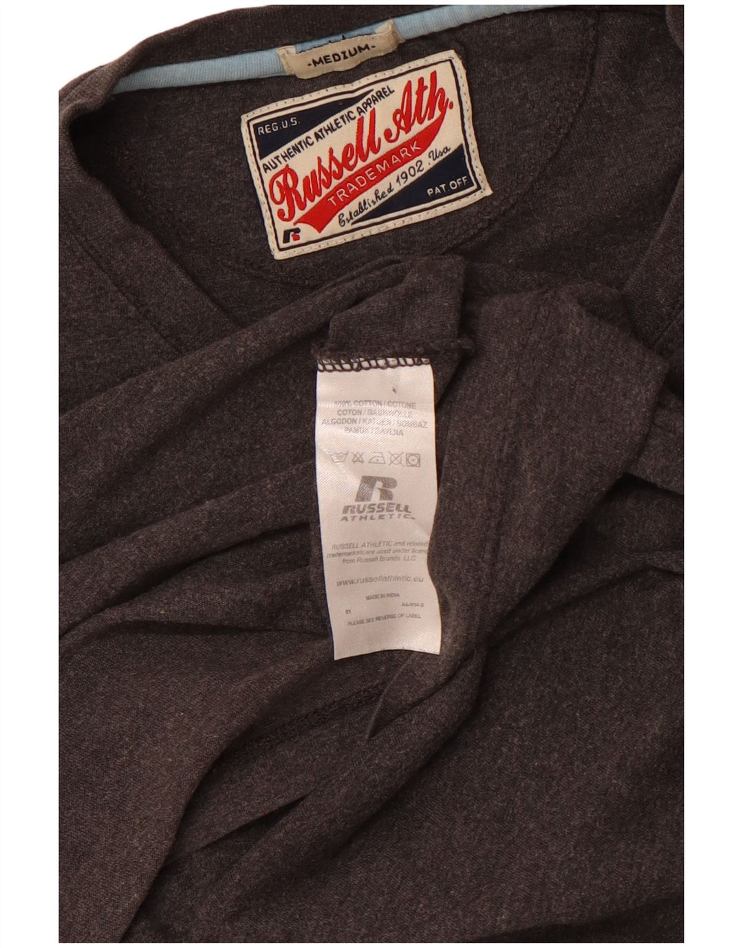 Ανδρικό γραφικό μπλουζάκι RUSSELL ATHLETIC Τοπ μεσαίο γκρι βαμβακερό