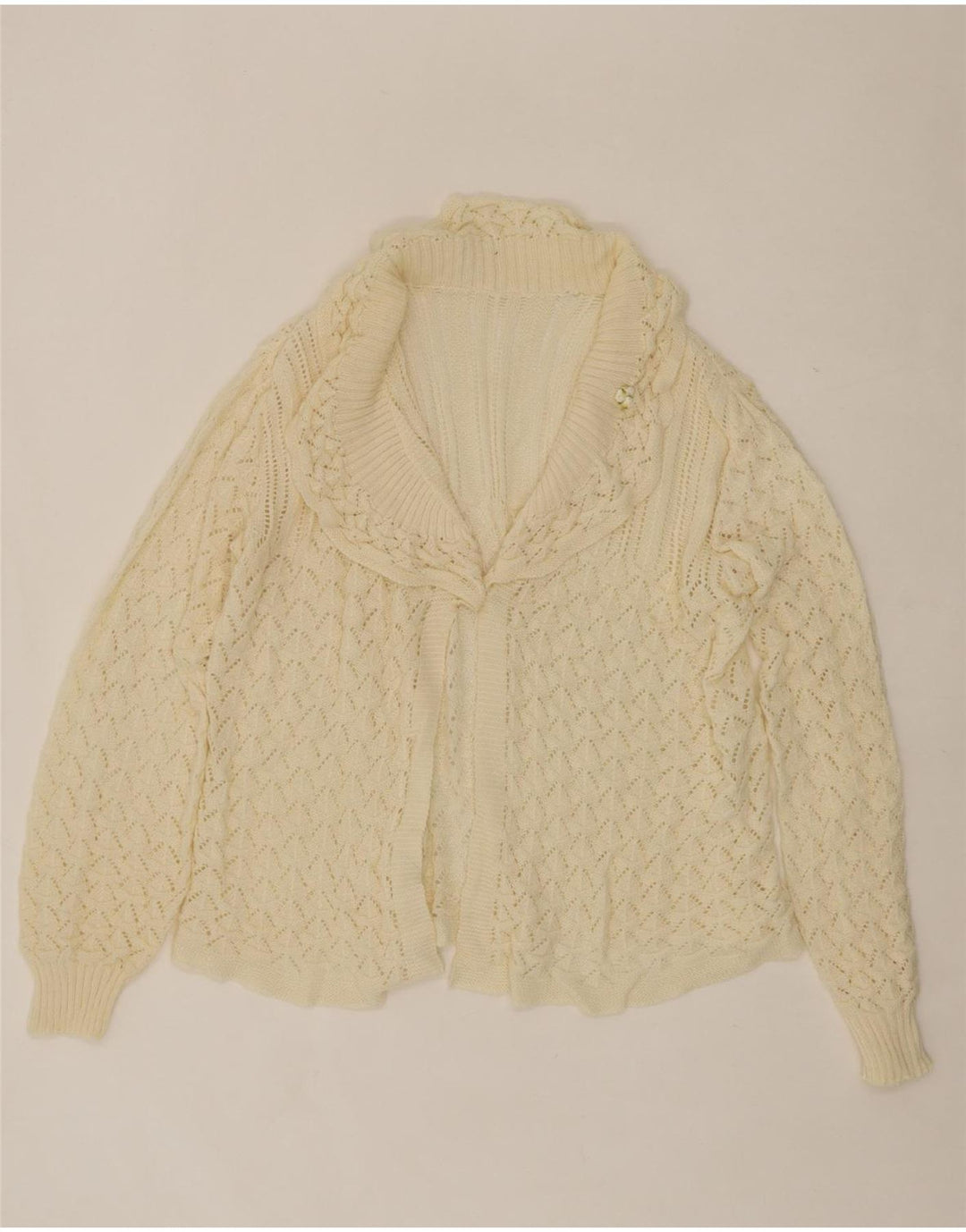 VINTAGE Womens Oversized Open Cardigan Sweater UK 18 XL White Vintage Vintage and Second-Hand Vintage from Messina Hembry 