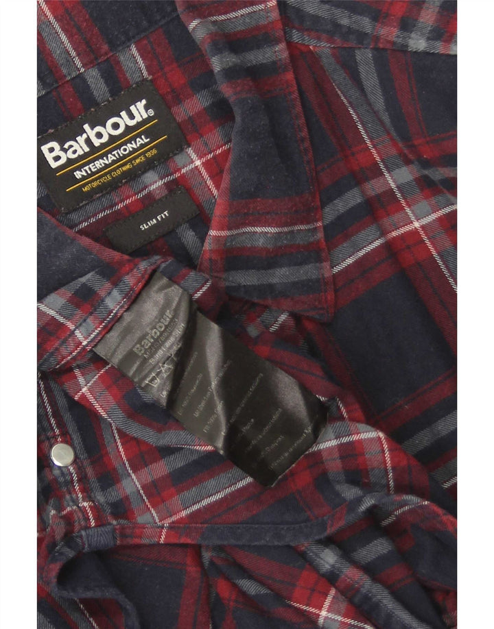 Ανδρικό φανελένιο πουκάμισο Barbour Slim Fit Βαμβακερό καρό μπλε ναυτικό