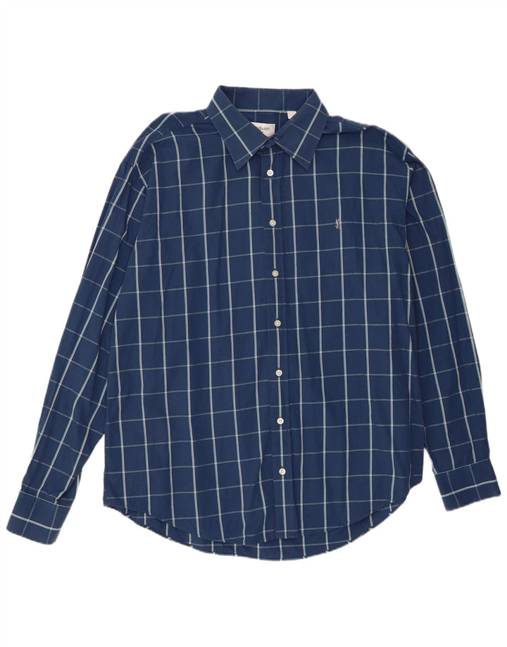 Ανδρικό πουκάμισο Yves Saint Laurent XL Blue Check Cotton