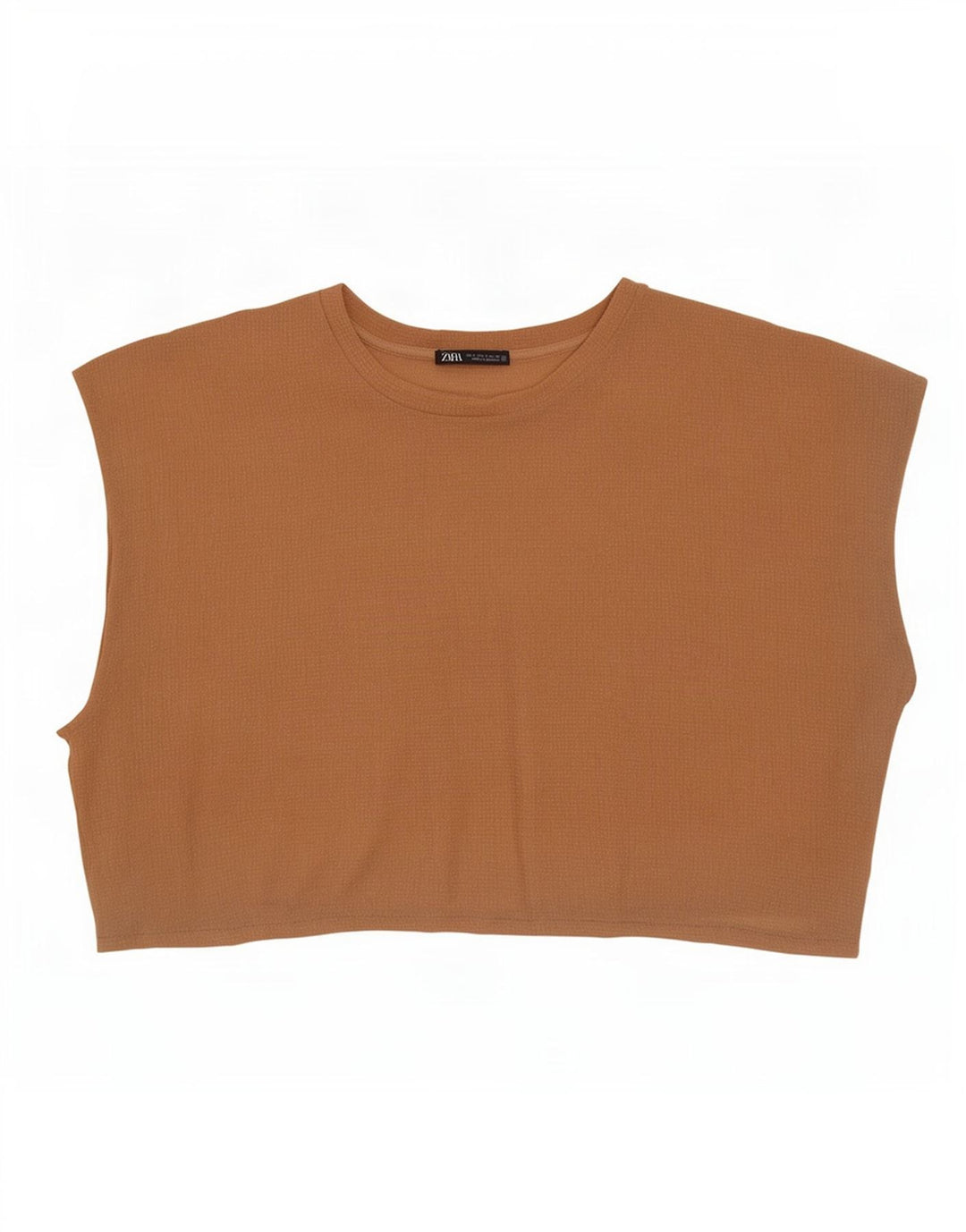 Zara Γυναικεία Crop Αμάνικη Oversized Μπλούζα Τοπ UK 10 Small Beige