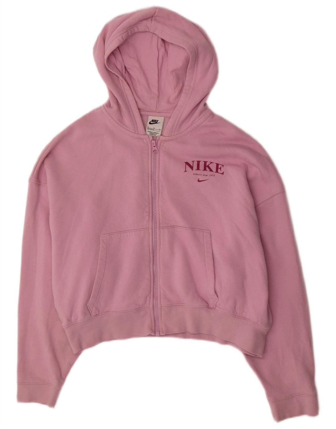 Πουλόβερ NIKE Girls Oversized Crop με κουκούλα με φερμουάρ 13-14 ετών XL Ροζ