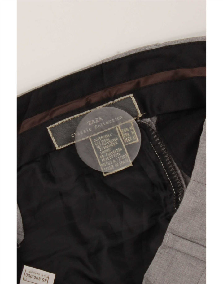 Zara Ανδρικό ίσιο παντελόνι EU 40 Medium W31 L31 Γκρι μαλλί
