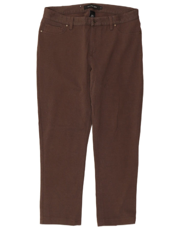 CALVIN KLEIN Γυναικείο ίσιο casual παντελόνι US 14 XL W36 L27 καφέ βαμβακερό