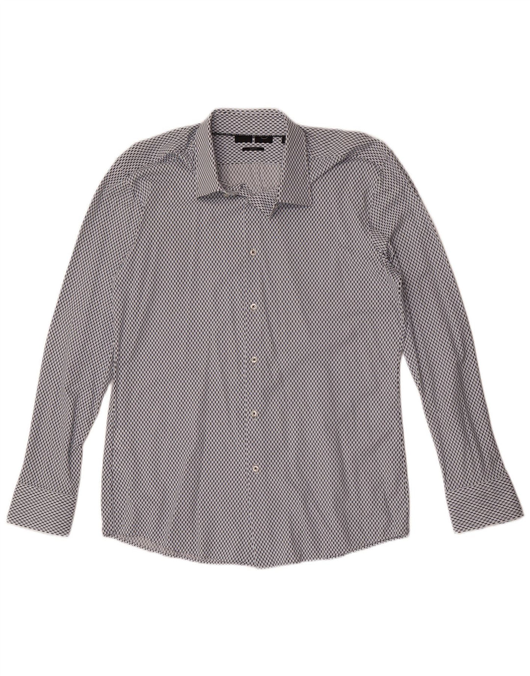 Ανδρικό πουκάμισο Hugo Boss Slim Fit μέγεθος 41 16 Μεγάλο μπλε γεωμετρικό πολυαμίδιο