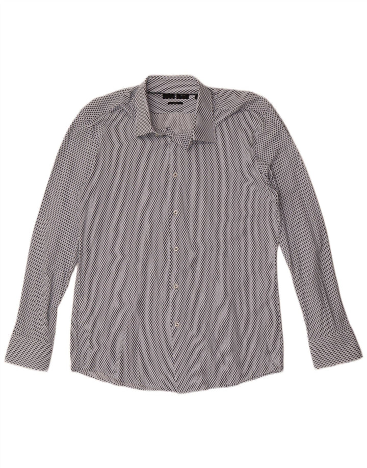 Ανδρικό πουκάμισο Hugo Boss Slim Fit μέγεθος 41 16 Μεγάλο μπλε γεωμετρικό πολυαμίδιο