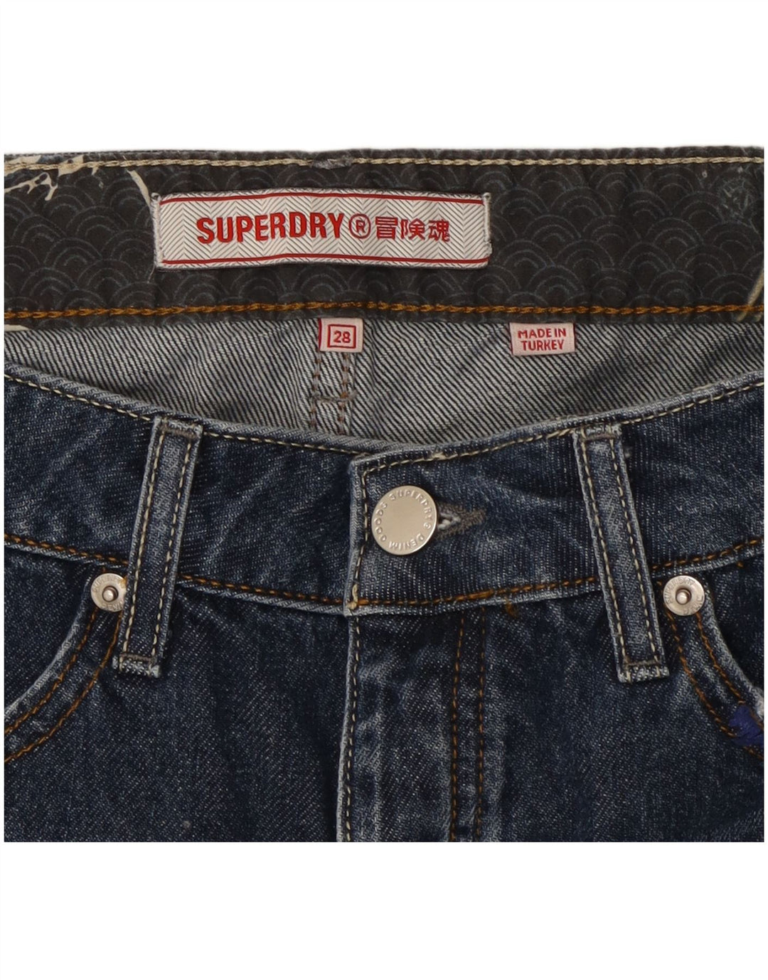Γυναικείο τζιν σορτς Superdry W28 Βαμβακερό μεσαίο γαλάζιο