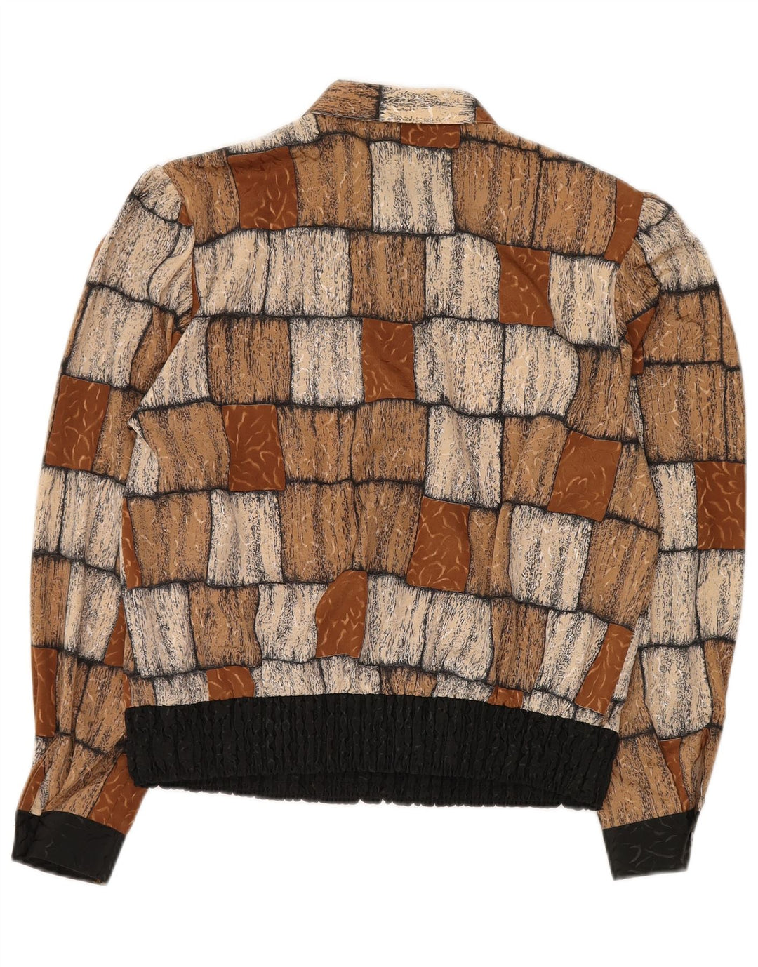 FRANKENWALDER Γυναικείο πουκάμισο μπλούζα EU 42 Μεγάλο καφέ Patchwork Πολυεστέρας