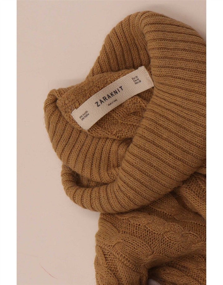 Zara Γυναικείο πουλόβερ με ρολό λαιμόκοψη UK 12 Ακρυλικό μεσαίο καφέ