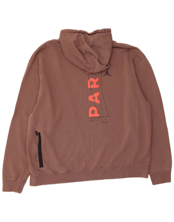 Jordan Mens Graphic Hoodie Jumper 2XL Brown Cotton