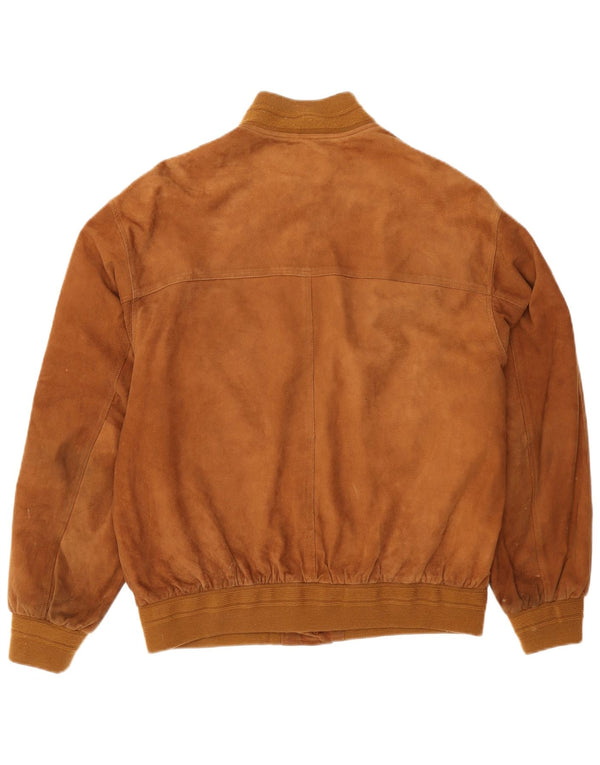 Vintage Ανδρικό Suede Bomber Jacket IT 56 3XL Καφέ Δερμάτινο