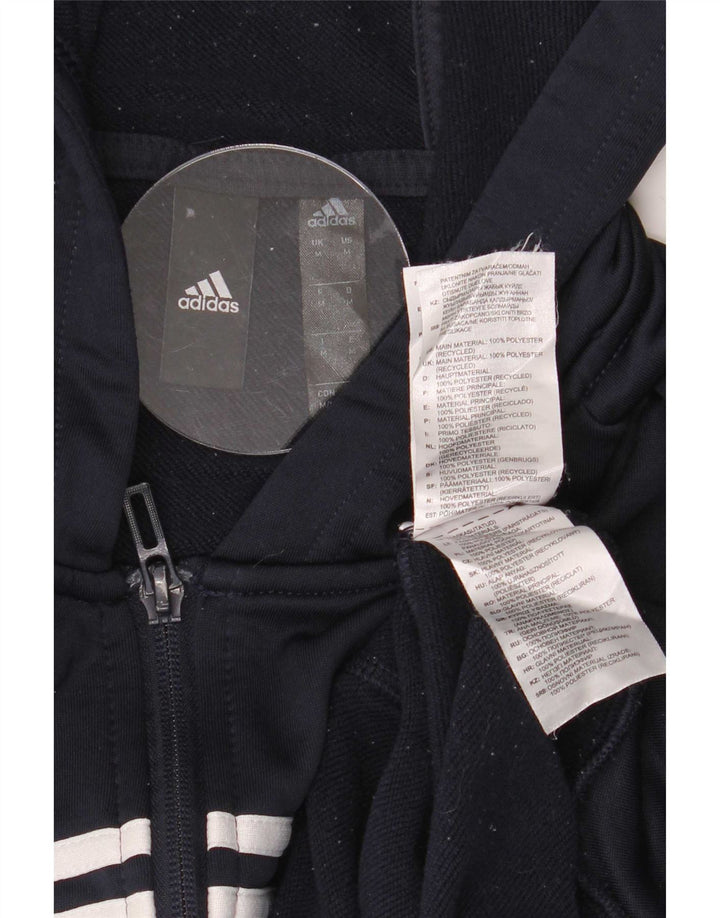 Ανδρικό πουλόβερ Adidas με φερμουάρ με κουκούλα μεσαίου μπλε πολυεστέρα