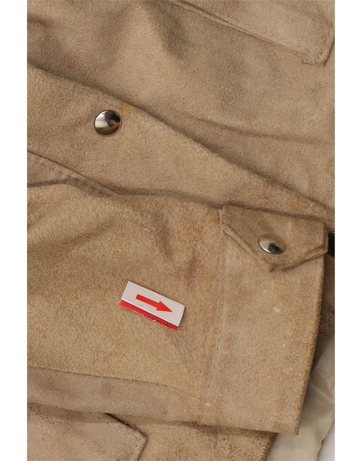 Vintage Γυναικείο Suede Jacket UK 14 Large Beige Leather