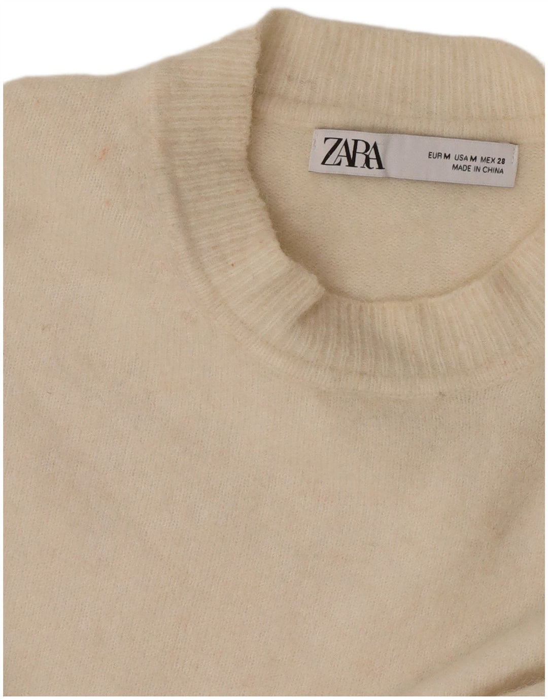 Zara Γυναικείο πουλόβερ με λαιμόκοψη μεγάλου μεγέθους UK 14 Medium Off White