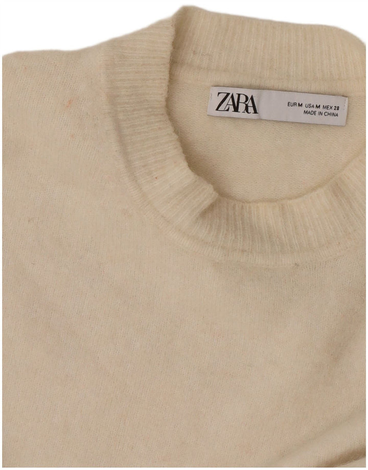 Zara Γυναικείο πουλόβερ με λαιμόκοψη μεγάλου μεγέθους UK 14 Medium Off White