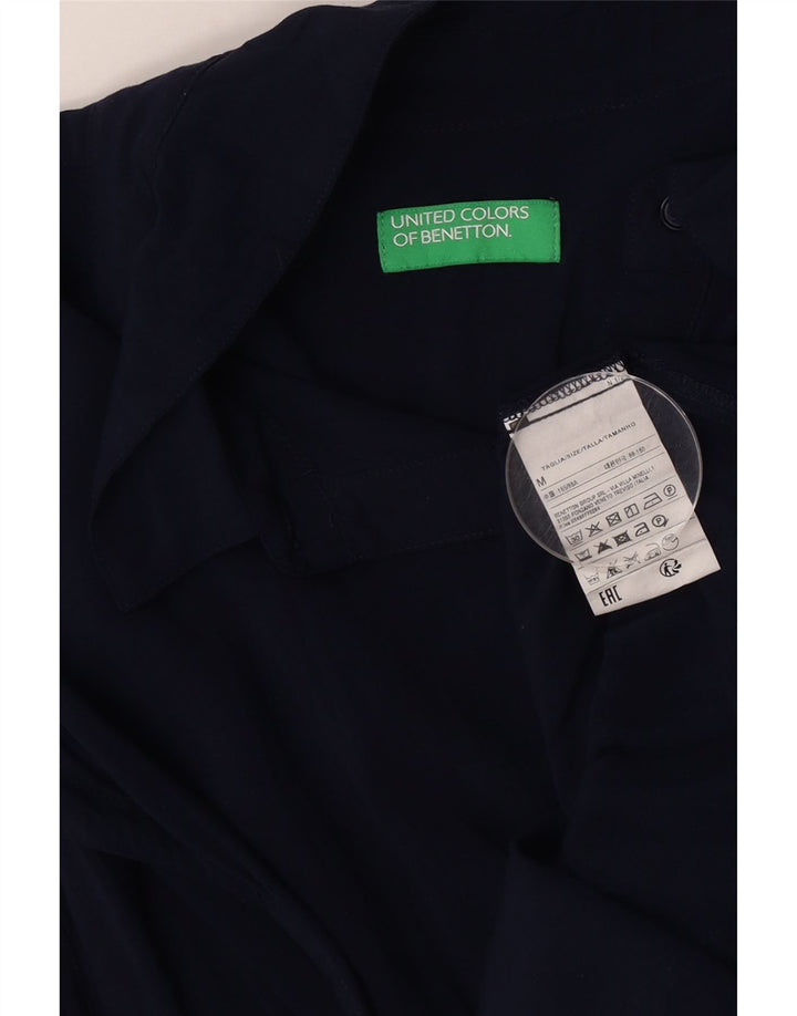 BENETTON Γυναικείο κοντομάνικο πουκάμισο Oversized UK 14 Medium Navy Blue
