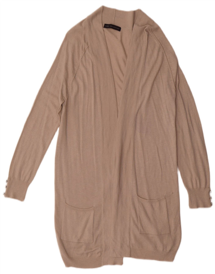 Marks & Spencer Γυναικείο Longline ανοιχτό πουλόβερ ζακέτα UK 8 Small Beige